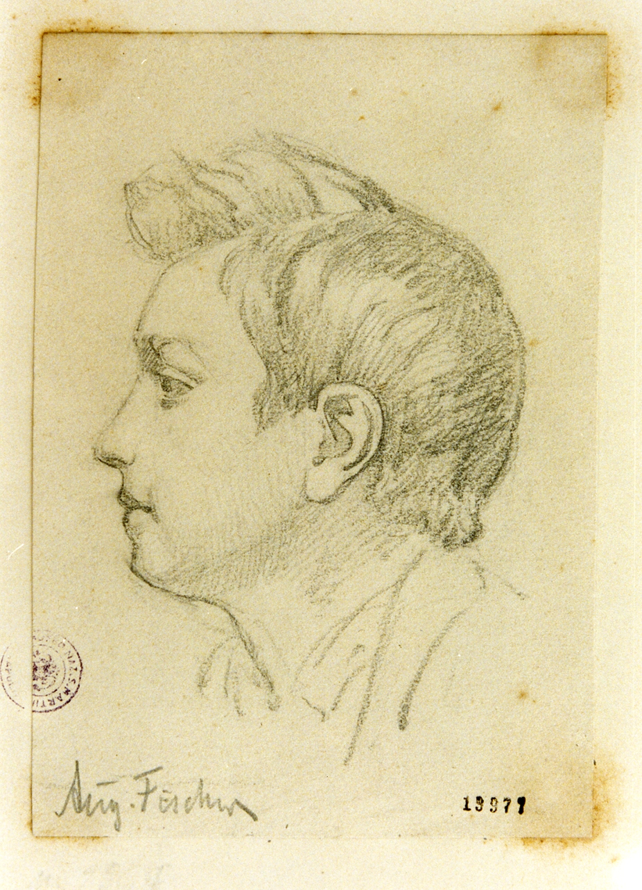 testa d'uomo di profilo (disegno) di Fischer Johannes August (ultimo quarto sec. XIX)