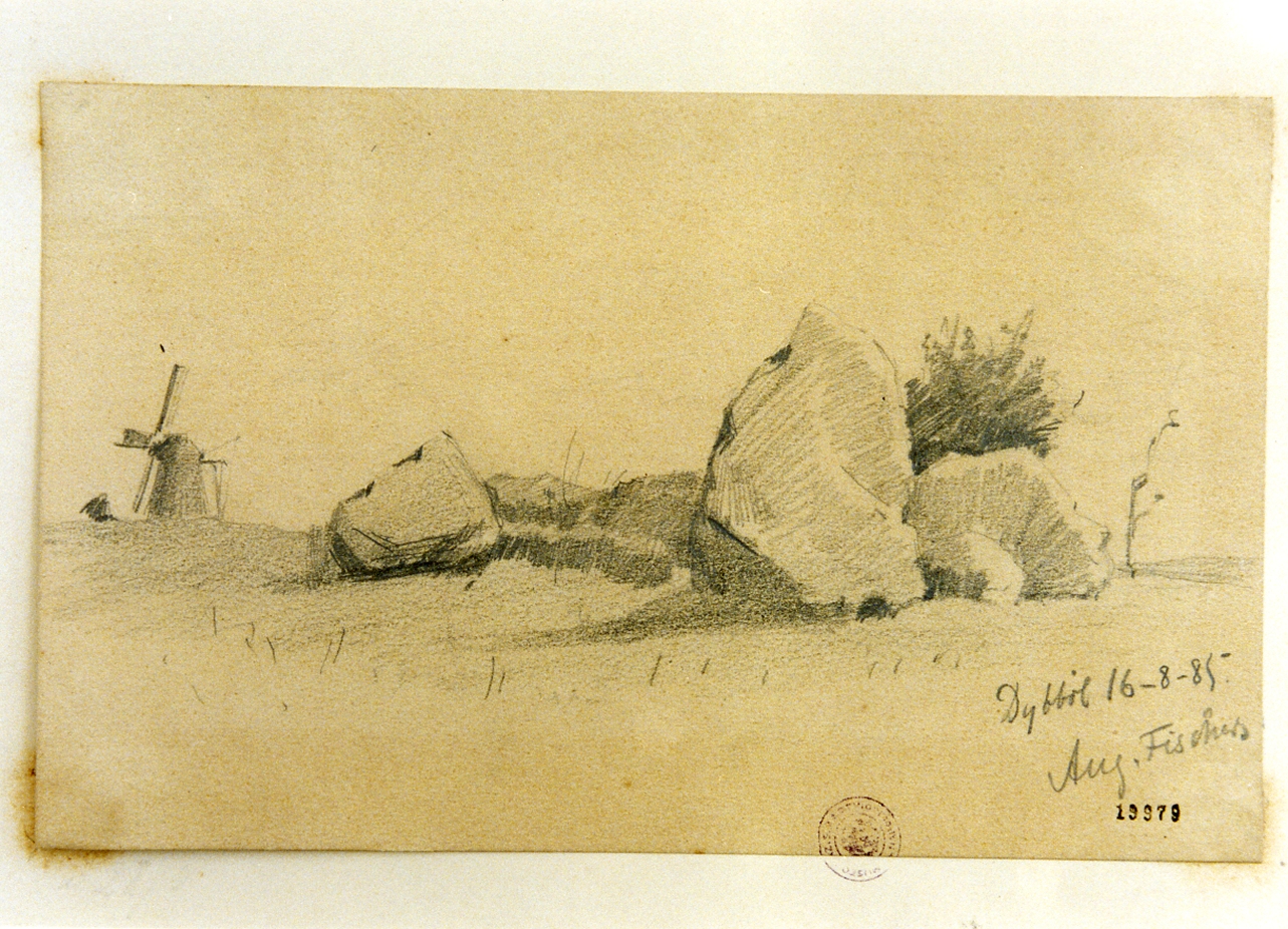 mulino di Dybbol (disegno) di Fischer Johannes August (sec. XIX)
