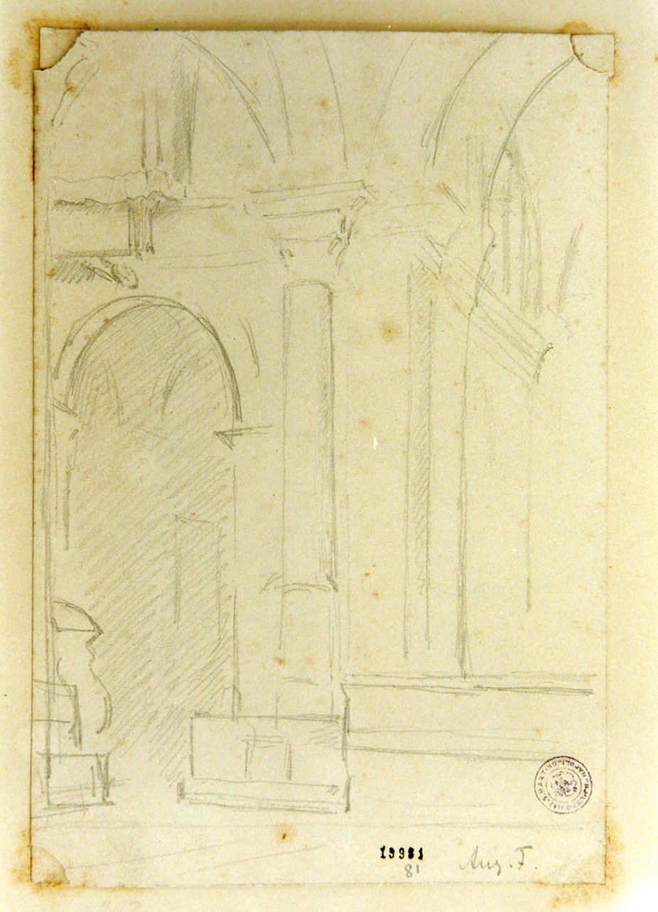 interno di chiesa (disegno) di Fischer Johannes August (sec. XIX)