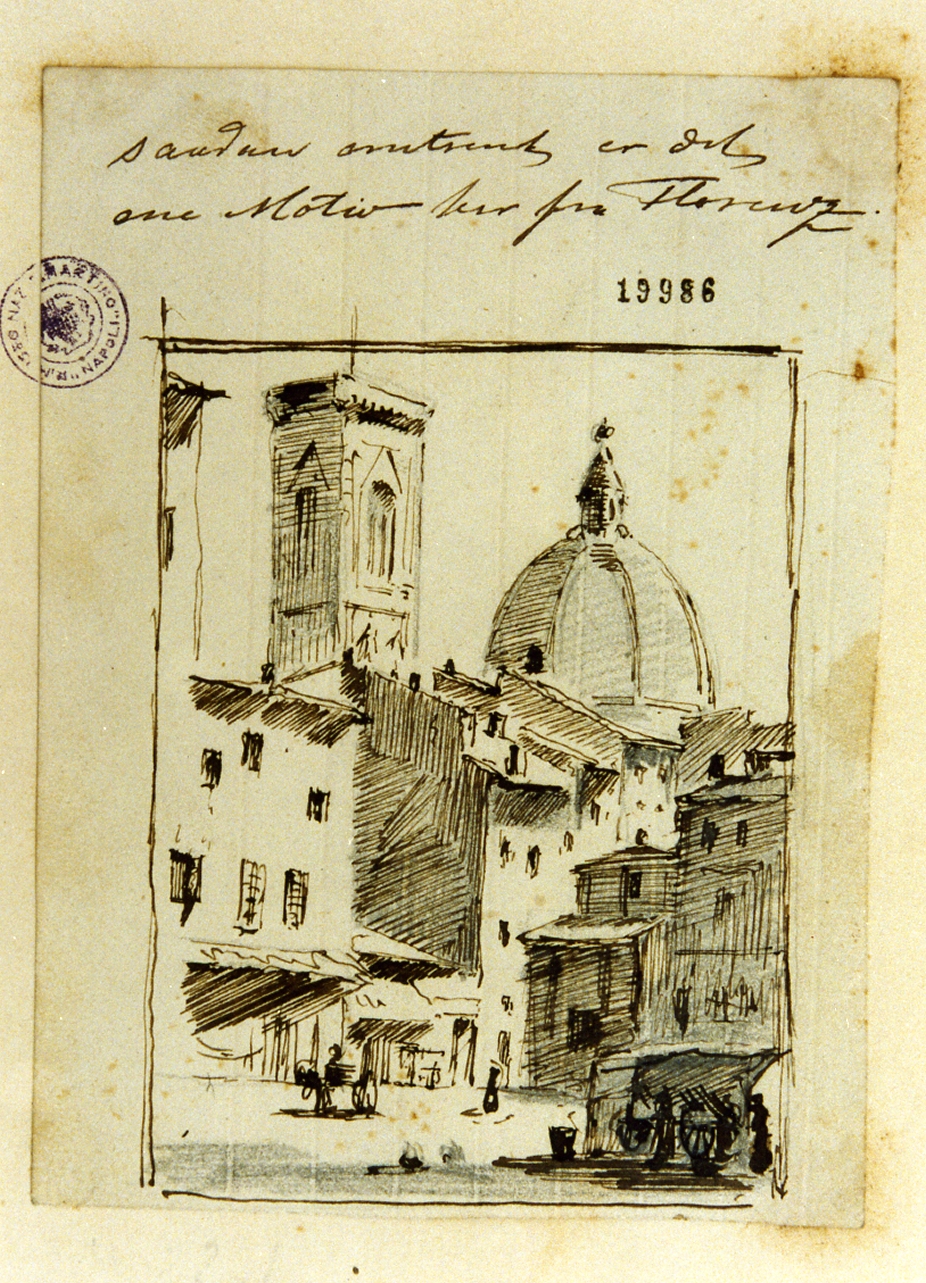 veduta di Firenze (disegno) di Fischer Johannes August (sec. XIX)