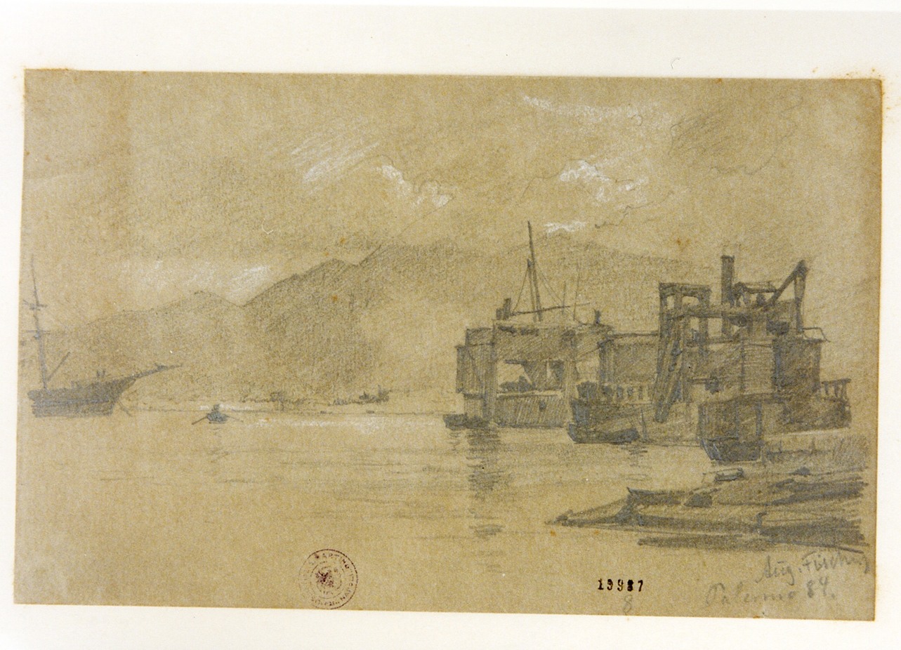 veduta di Palermo (disegno) di Fischer Johannes August (sec. XIX)