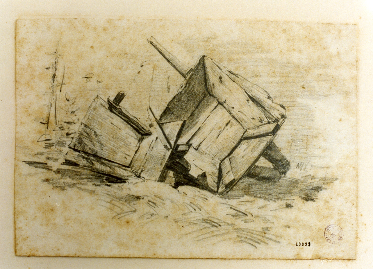 due carriole capovolte (disegno) di Fischer Johannes August (secc. XIX/ XX)