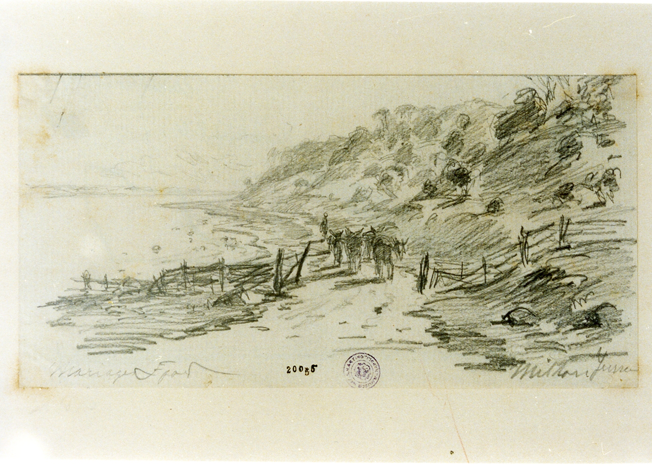 veduta del fiordo di Mariager (disegno) di Milton Jensen Carl (secc. XIX/ XX)