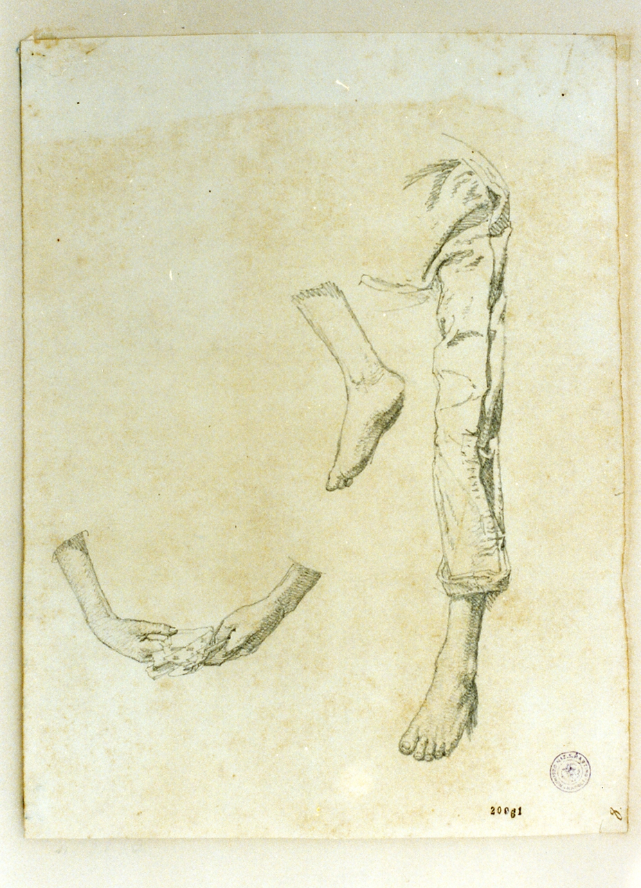 studio di mani e piedi (disegno) di Kobke Christen Schiellerup (sec. XIX)