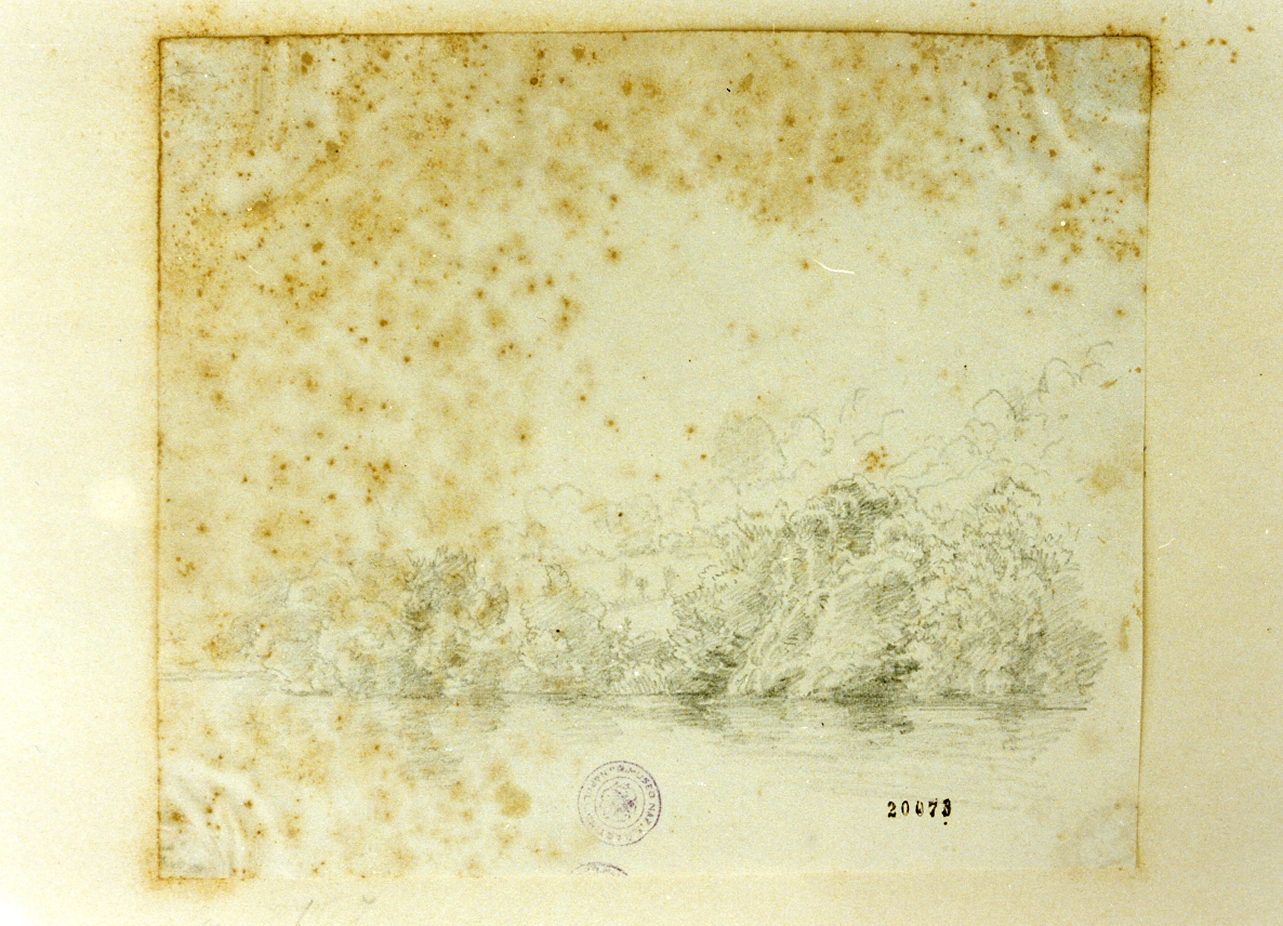 paesaggio lacustre (disegno) di Kolle Claus Anton (sec. XIX)
