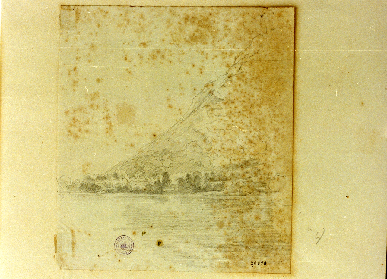 paesaggio lacustre (disegno) di Kolle Claus Anton (sec. XIX)