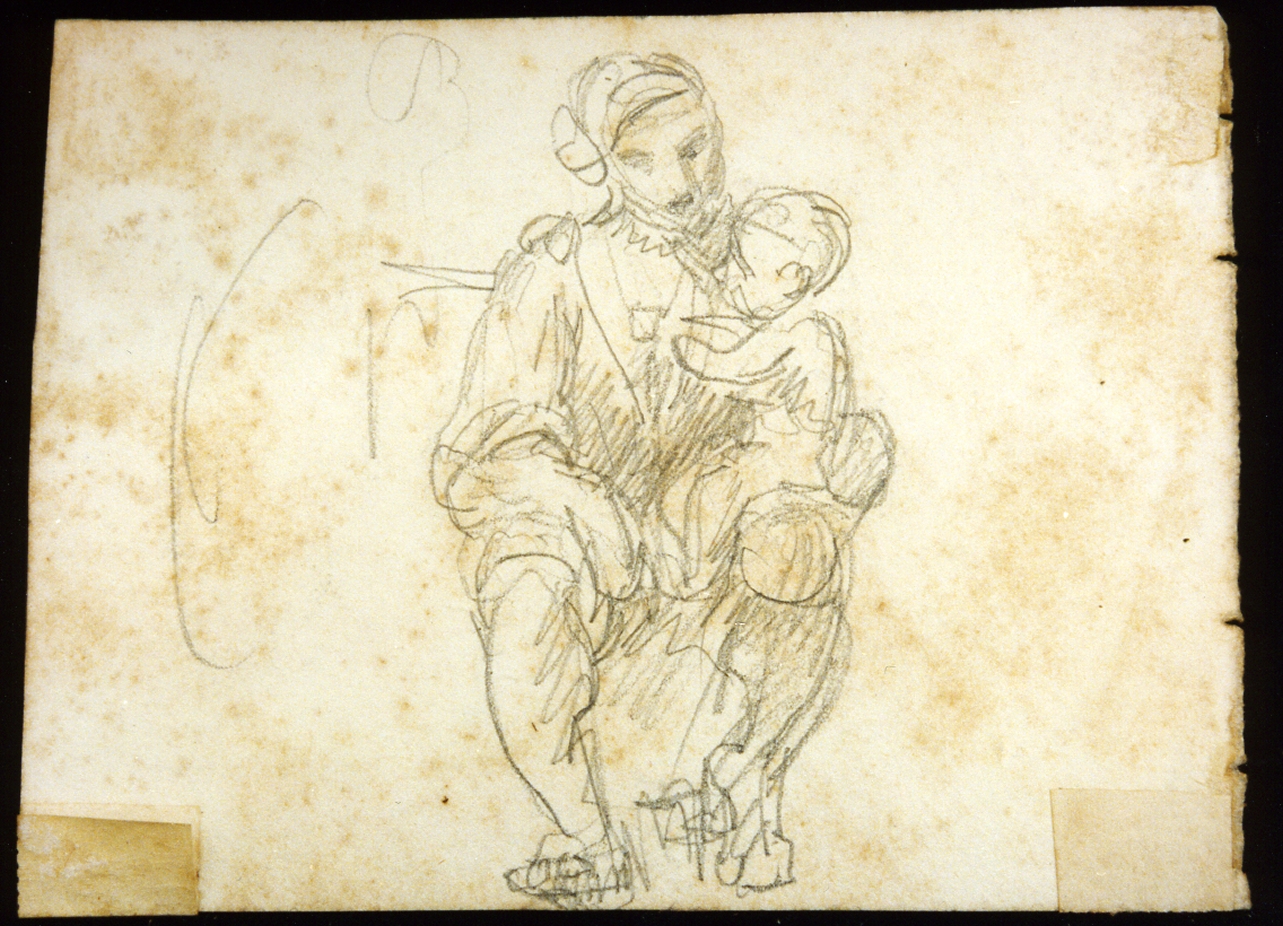 donna con bambino (disegno) di Meyer Ernst (sec. XIX)