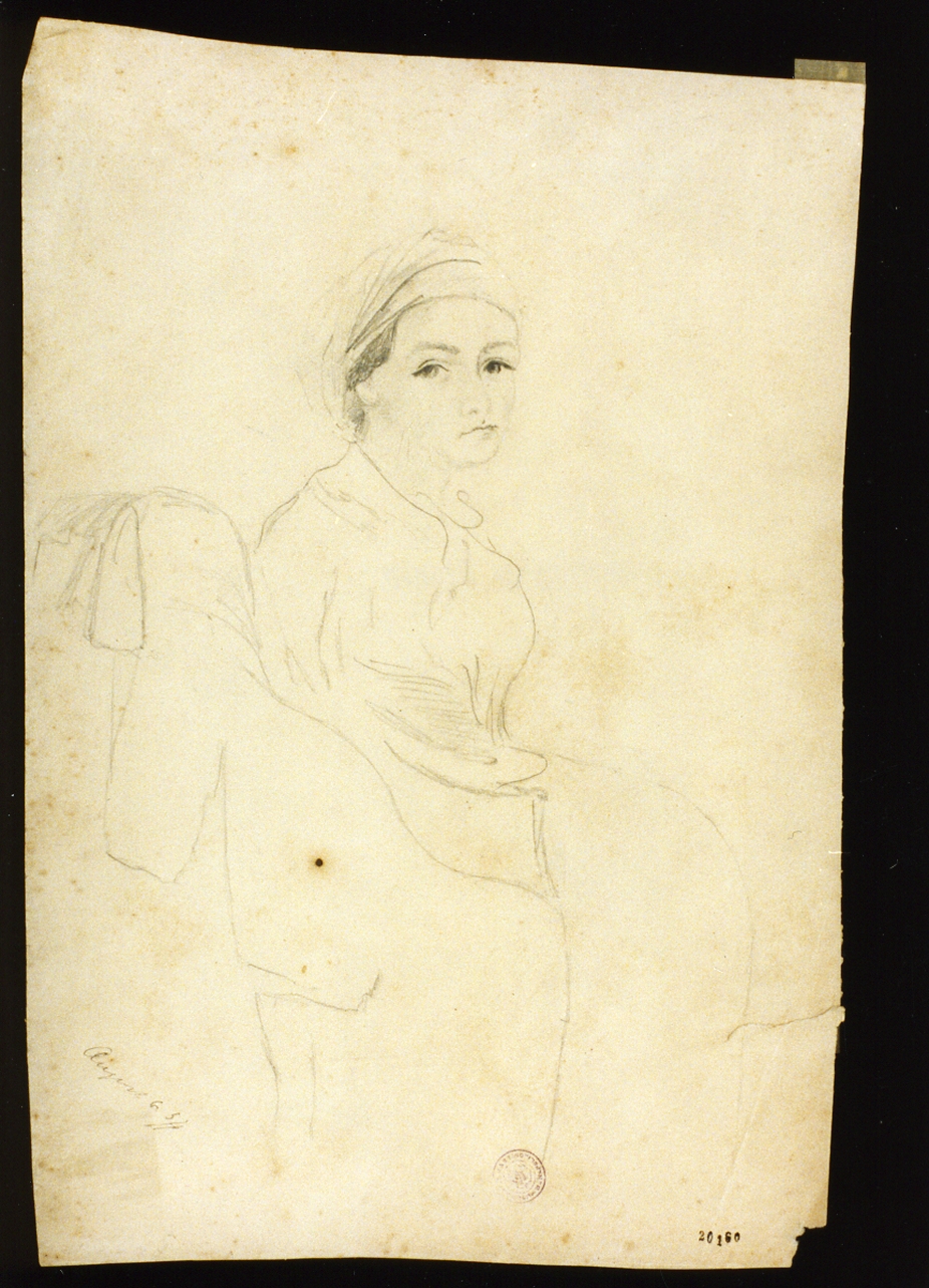 ritratto femminile (disegno) di Melbye Fritz Sigried Georg (sec. XIX)