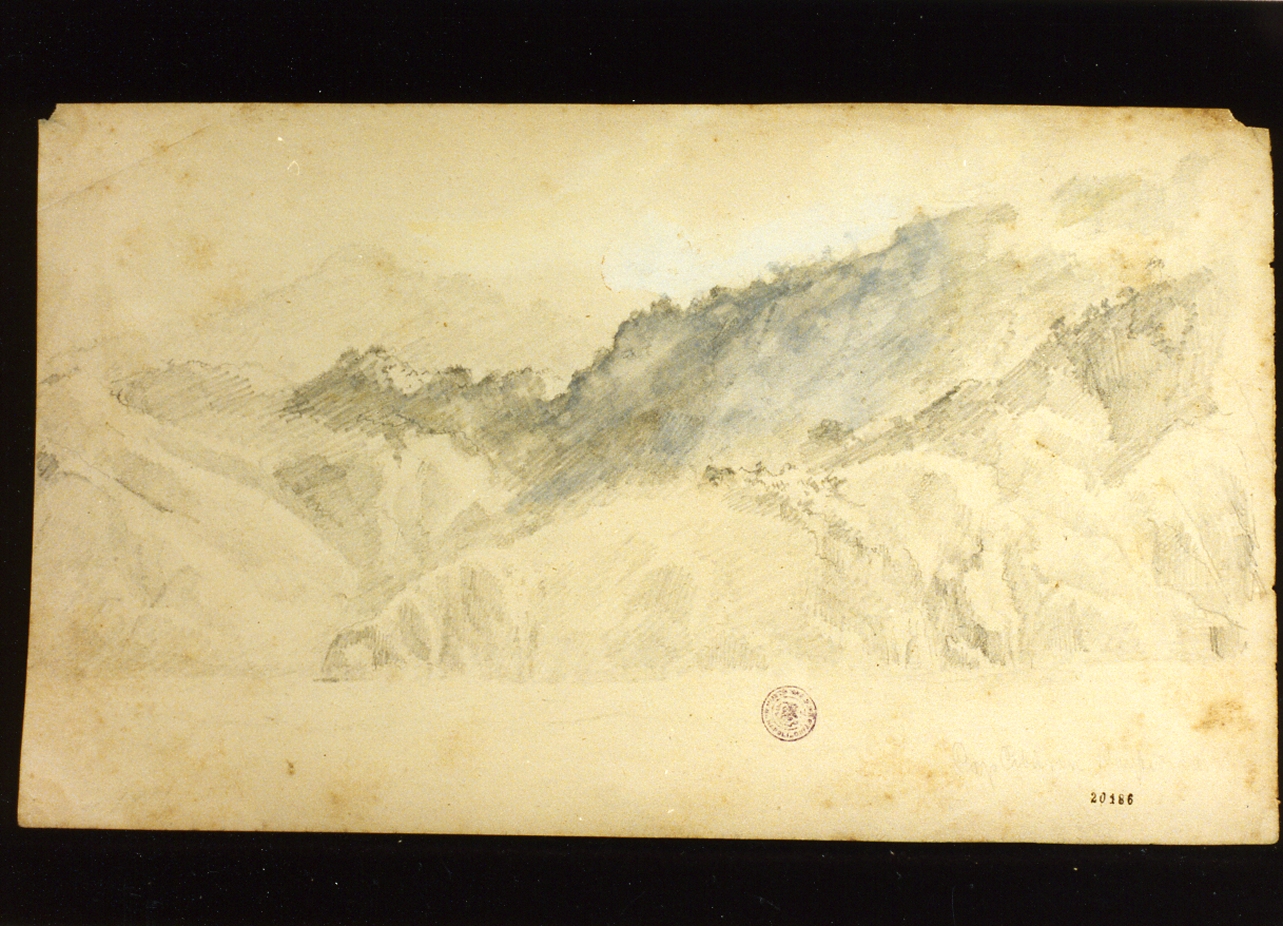 paesaggio montano (disegno) di Melbye Fritz Sigried Georg (sec. XIX)
