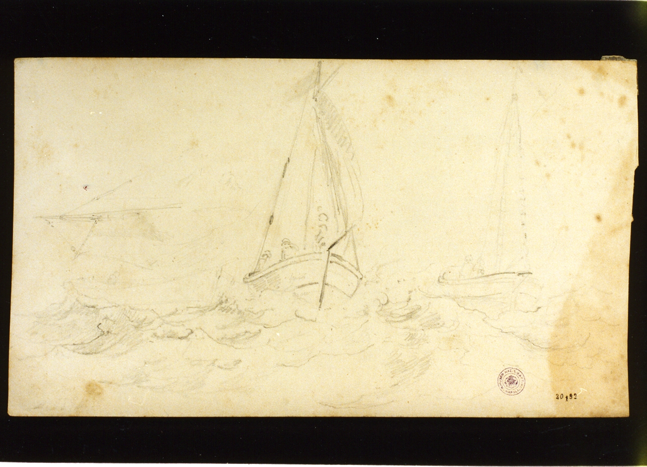 barche (disegno) di Melbye Fritz Sigried Georg (sec. XIX)