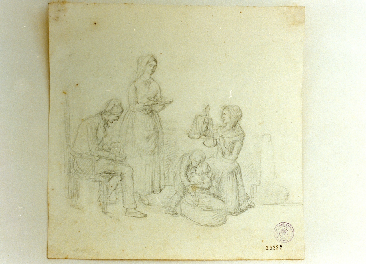 scena di genere (disegno) di Richardt Joachim Ferdinand (sec. XIX)