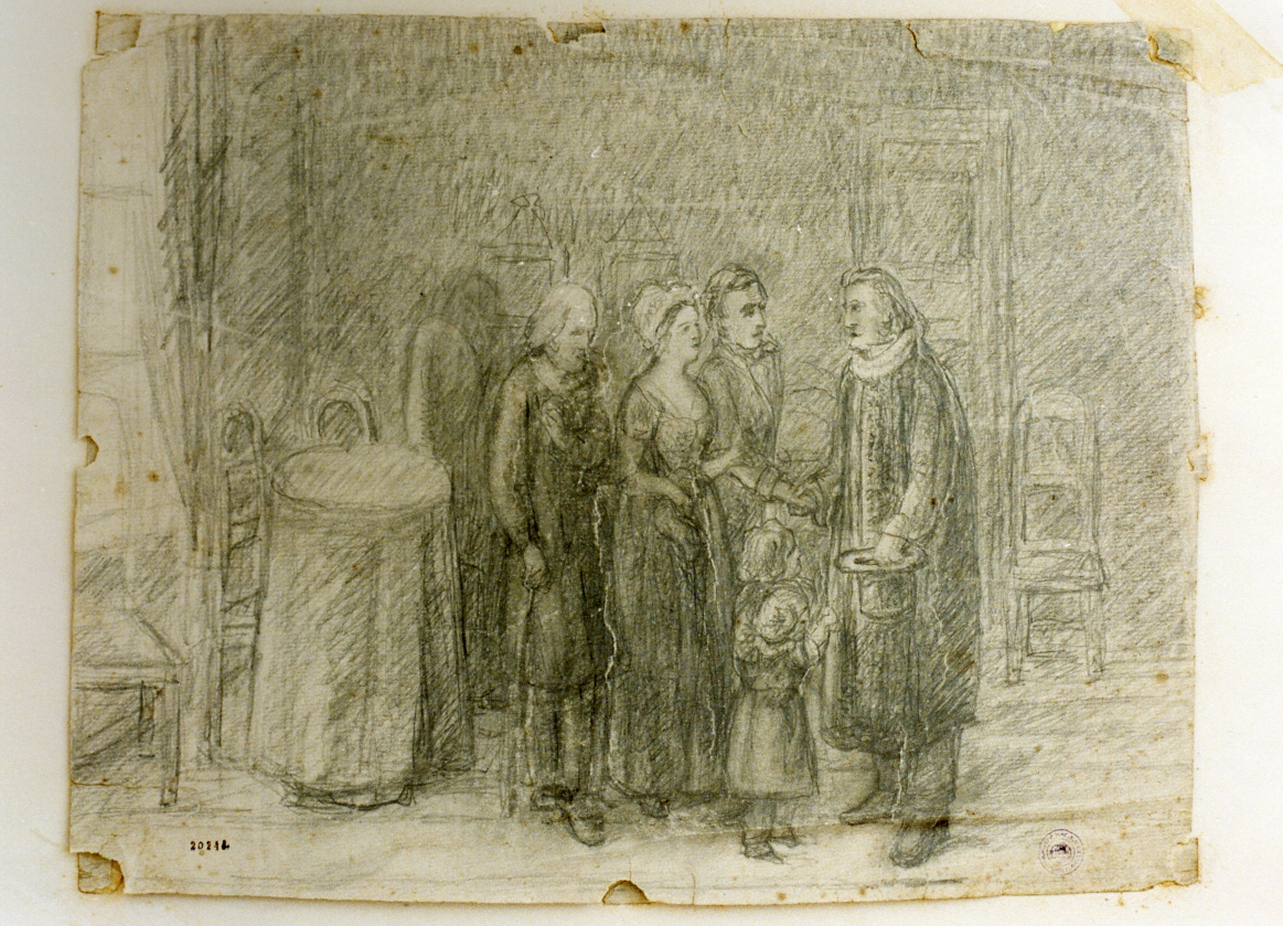 scena di commiato (disegno) di Schiott Heinrich August Georg (sec. XIX)