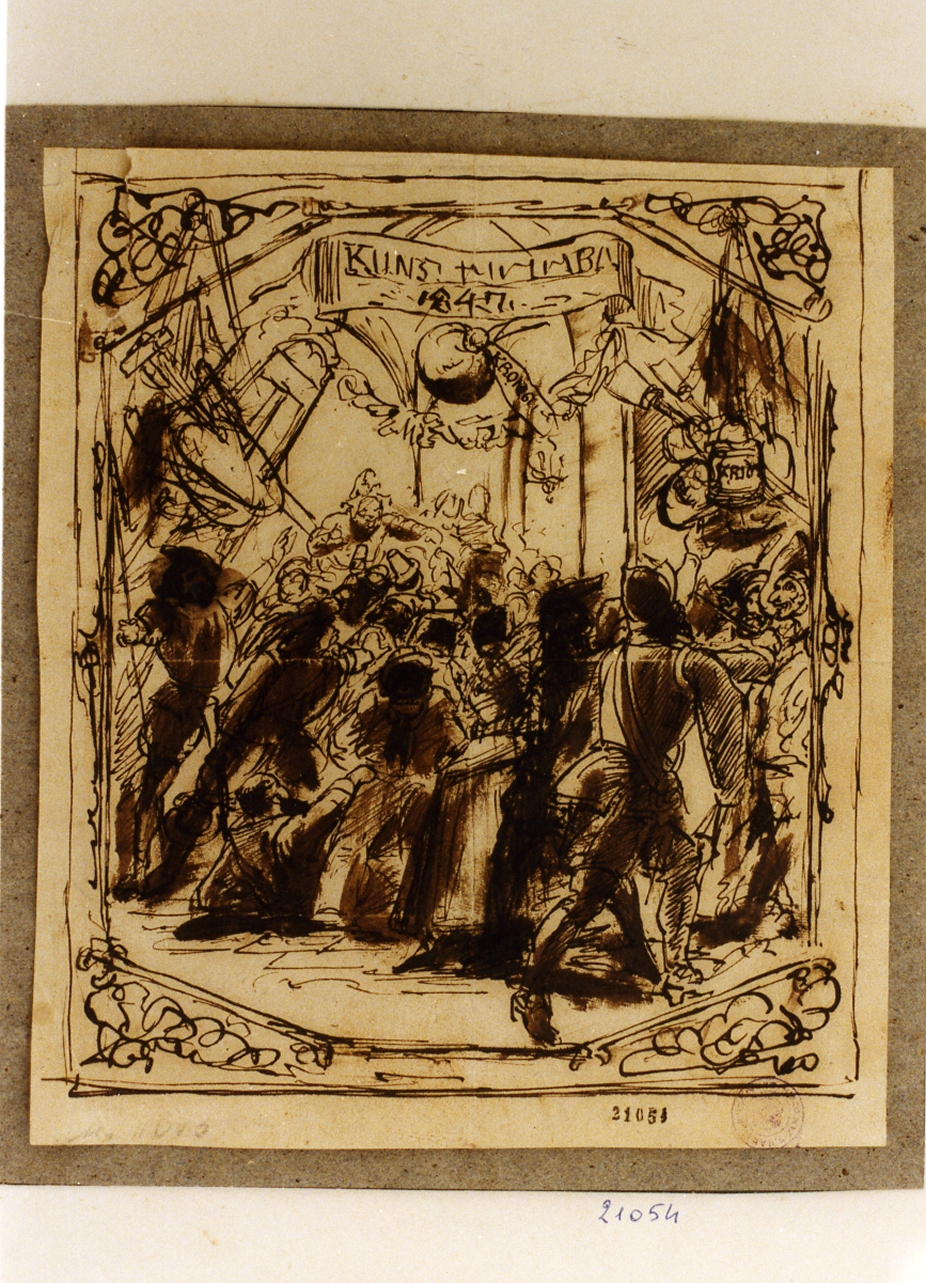 carnevale degli artisti (disegno) - ambito danese (sec. XIX)