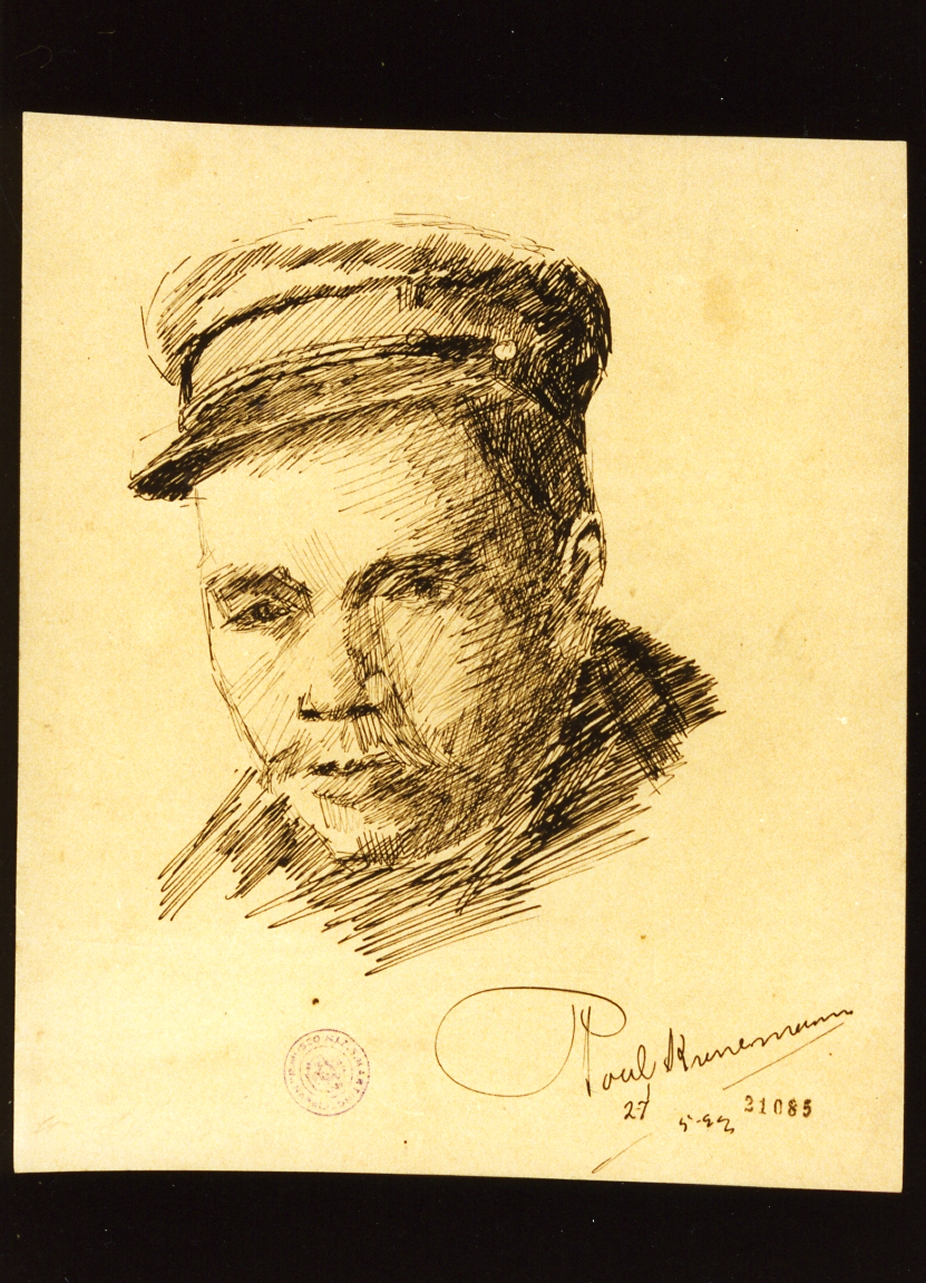 testa d'uomo (disegno) di Corona Poul (sec. XIX)