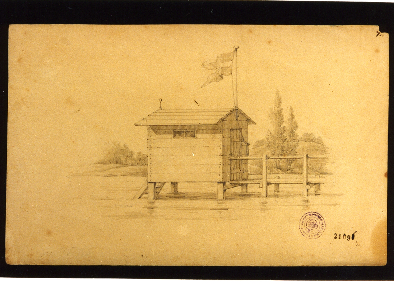 cabina sul pontile (disegno) di Libert Emil (secc. XIX/ XX)