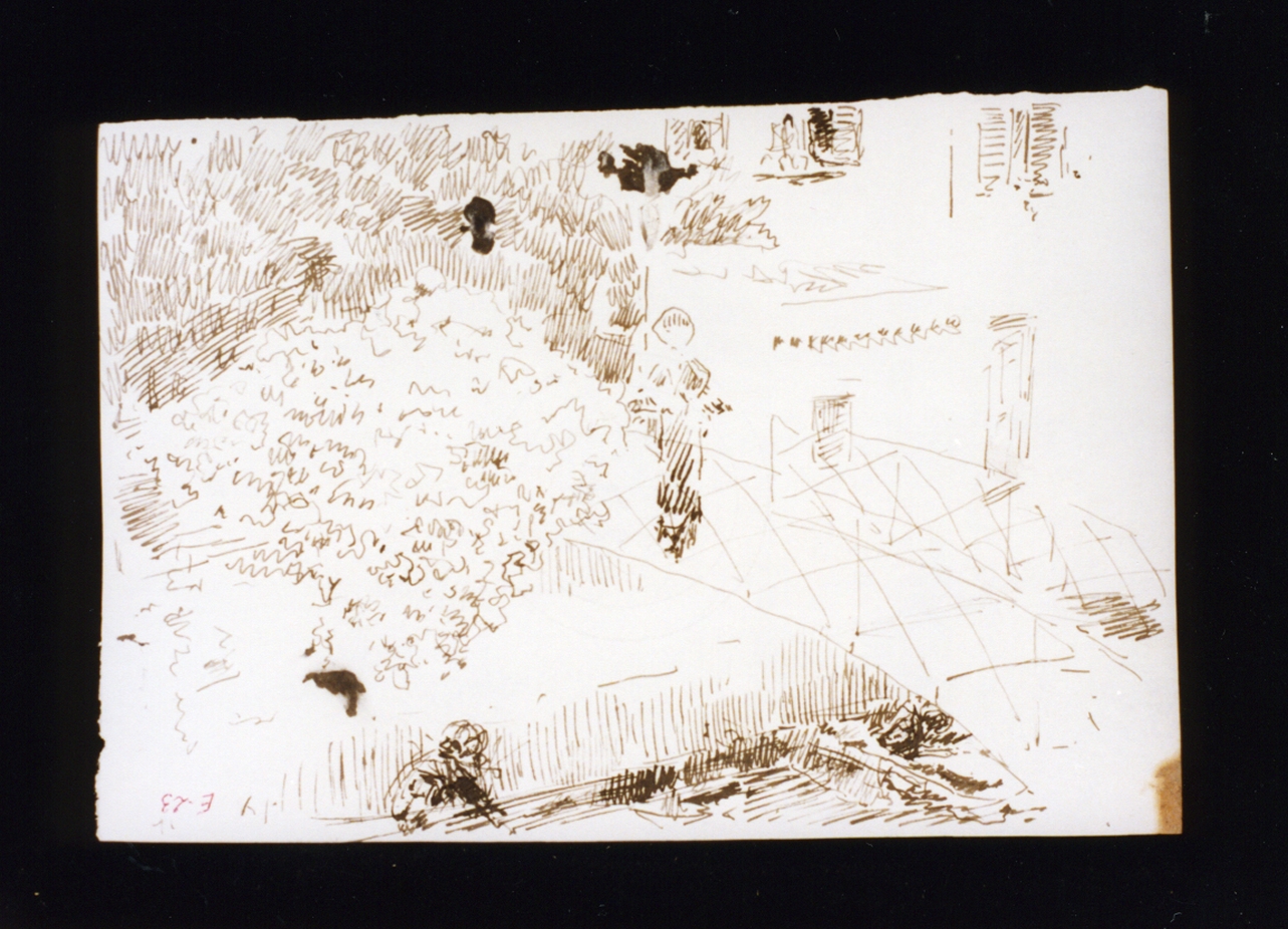 casa con ponticello (disegno) di Vetri Paolo (inizio sec. XX)