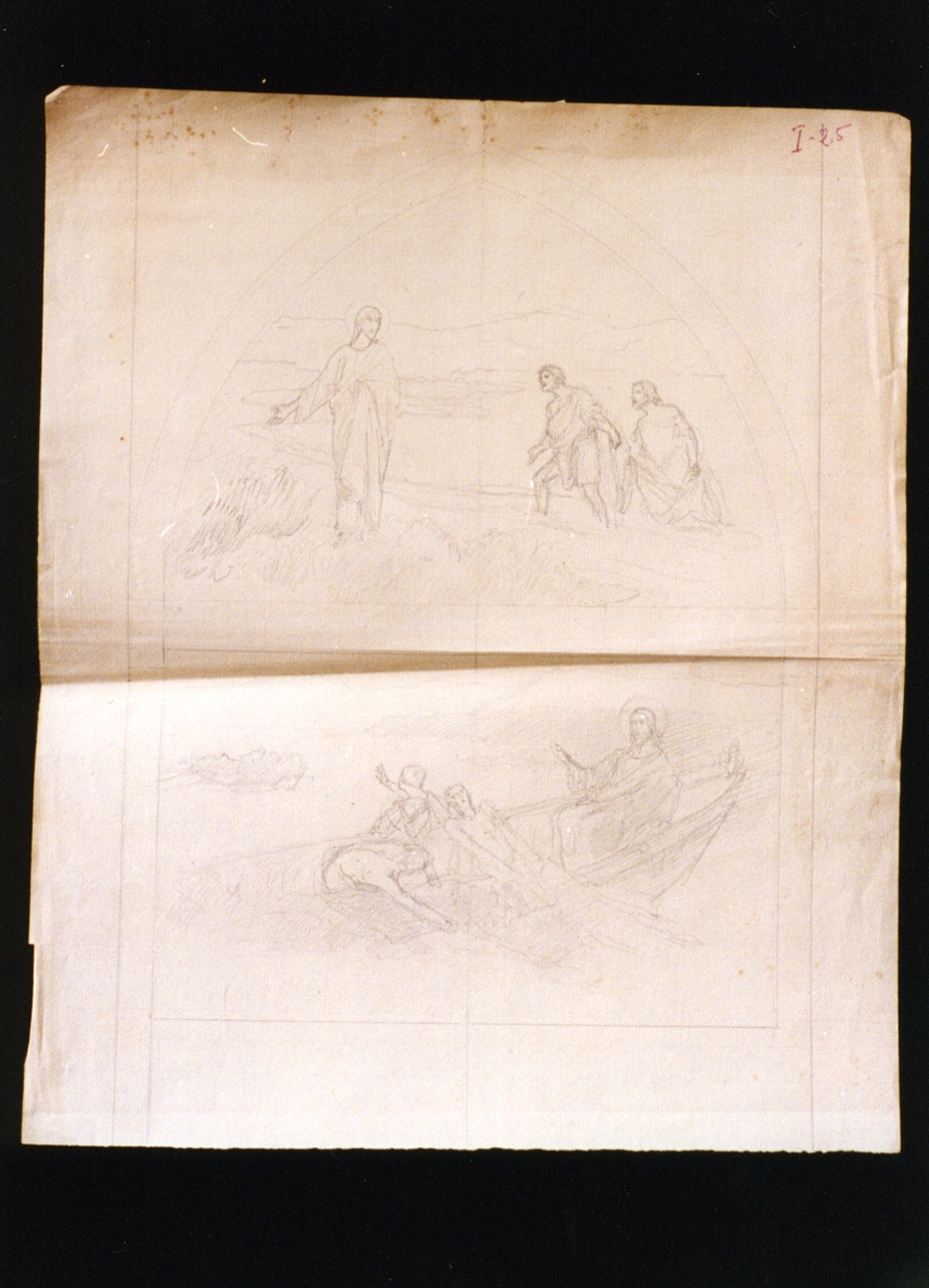 la chiamata di Pietro e Andrea/ la pesca miracolosa (disegno) di Vetri Paolo (prima metà sec. XX)