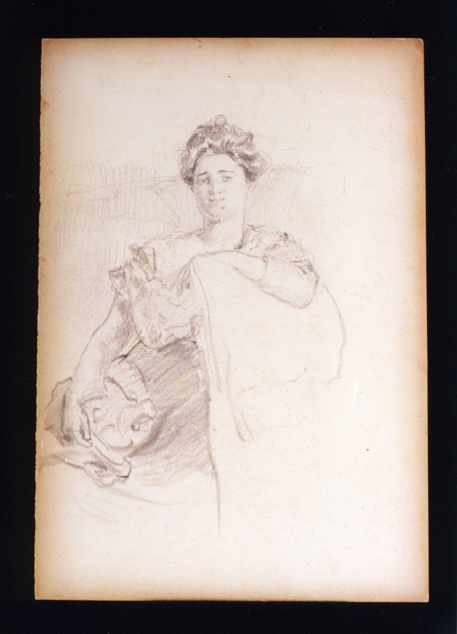 figura femminile seduta (disegno) di Vetri Paolo (inizio sec. XX)
