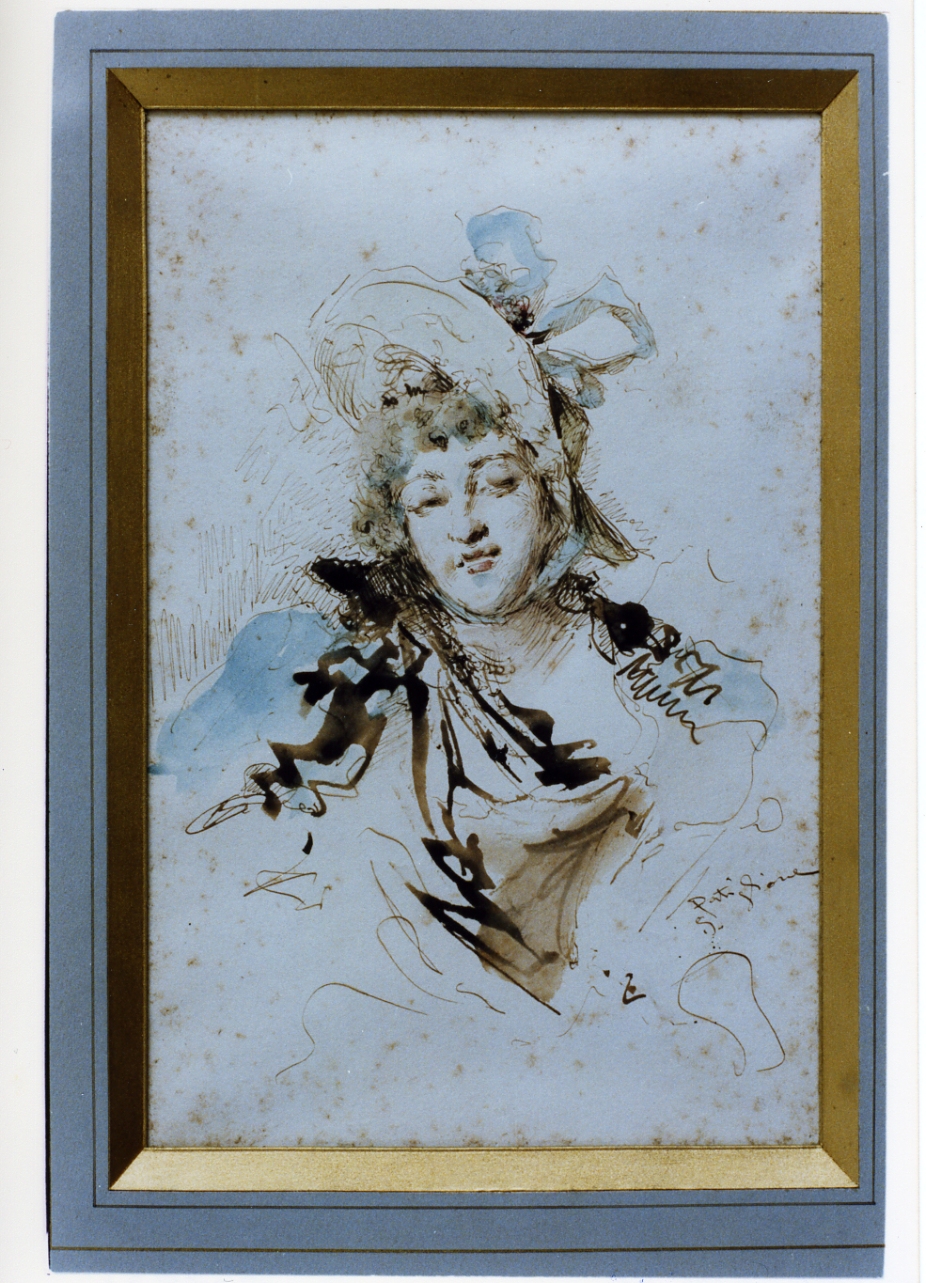ritratto femminile (disegno) di Postiglione Salvatore (fine/inizio secc. XIX/ XX)