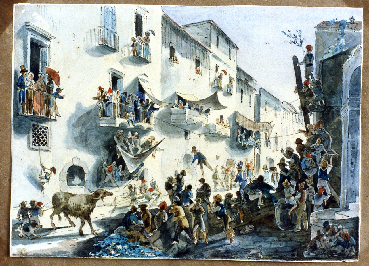 festa popolare a Torre del Greco (disegno) di Mattei Pasquale (sec. XIX)