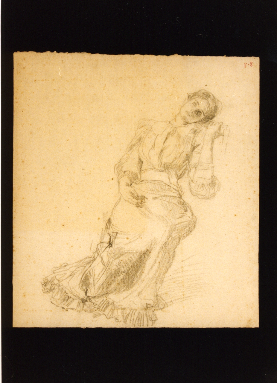 figura femminile seduta (disegno) di Vetri Paolo (sec. XIX)