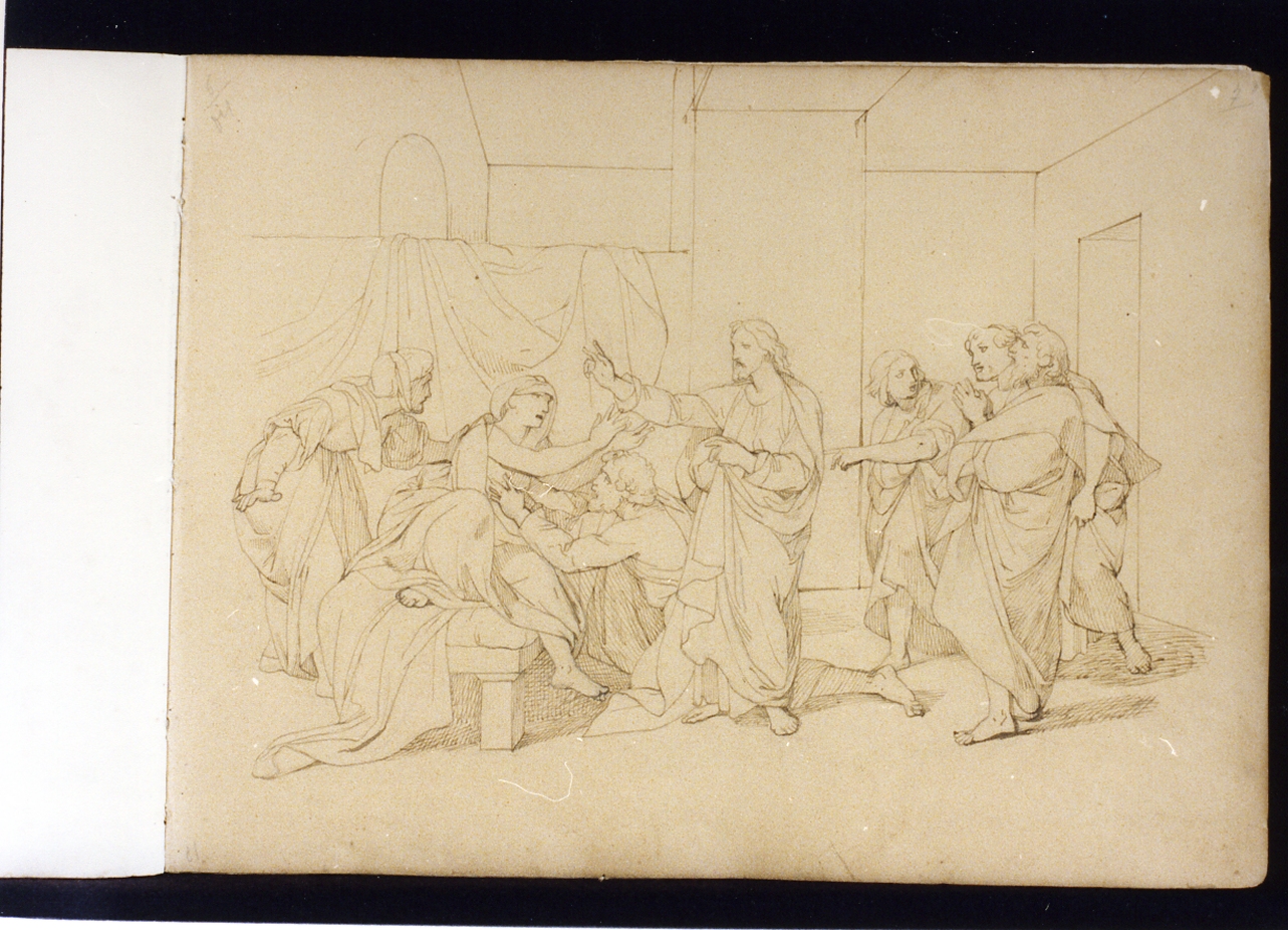 Cristo guarisce la suocera di San Pietro (disegno) di Postiglione Raffaele (ultimo quarto sec. XIX)