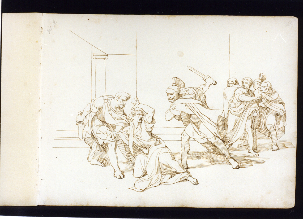 scena di storia romana (disegno) di Postiglione Raffaele (ultimo quarto sec. XIX)