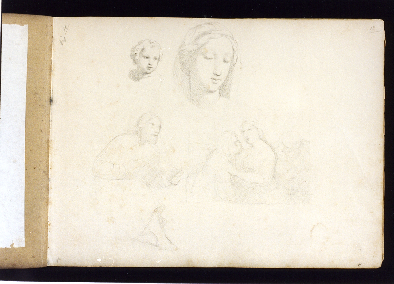 studi di teste e di figure (disegno) di Postiglione Raffaele (ultimo quarto sec. XIX)