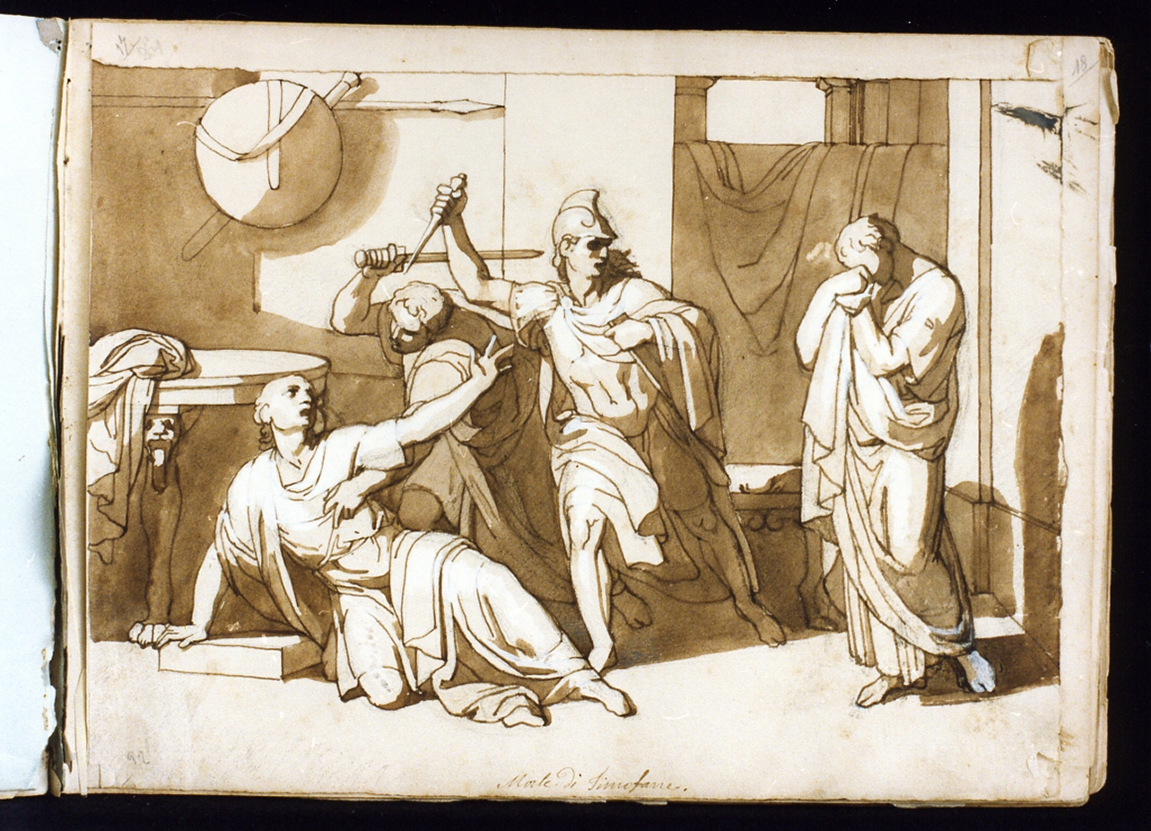 uccisione di Timofane (disegno) di Postiglione Raffaele (ultimo quarto sec. XIX)