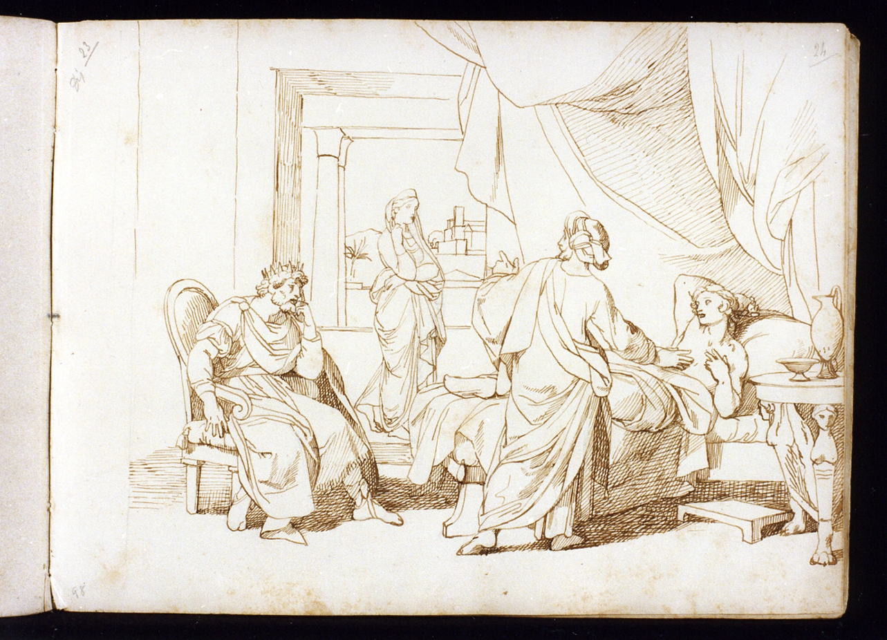 scena di storia antica (disegno) di Postiglione Raffaele (ultimo quarto sec. XIX)
