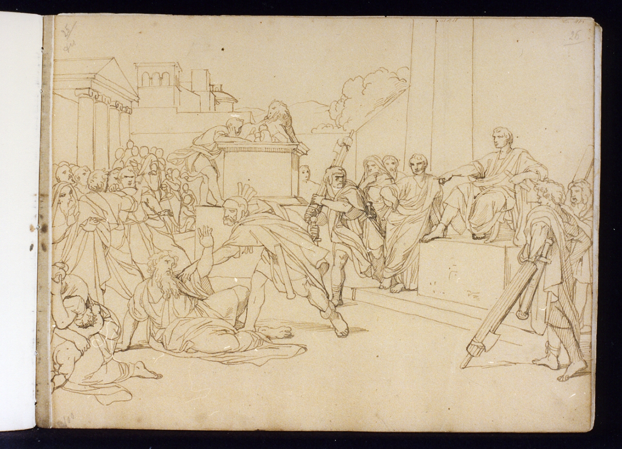 scena di storia romana (disegno) di Postiglione Raffaele (ultimo quarto sec. XIX)