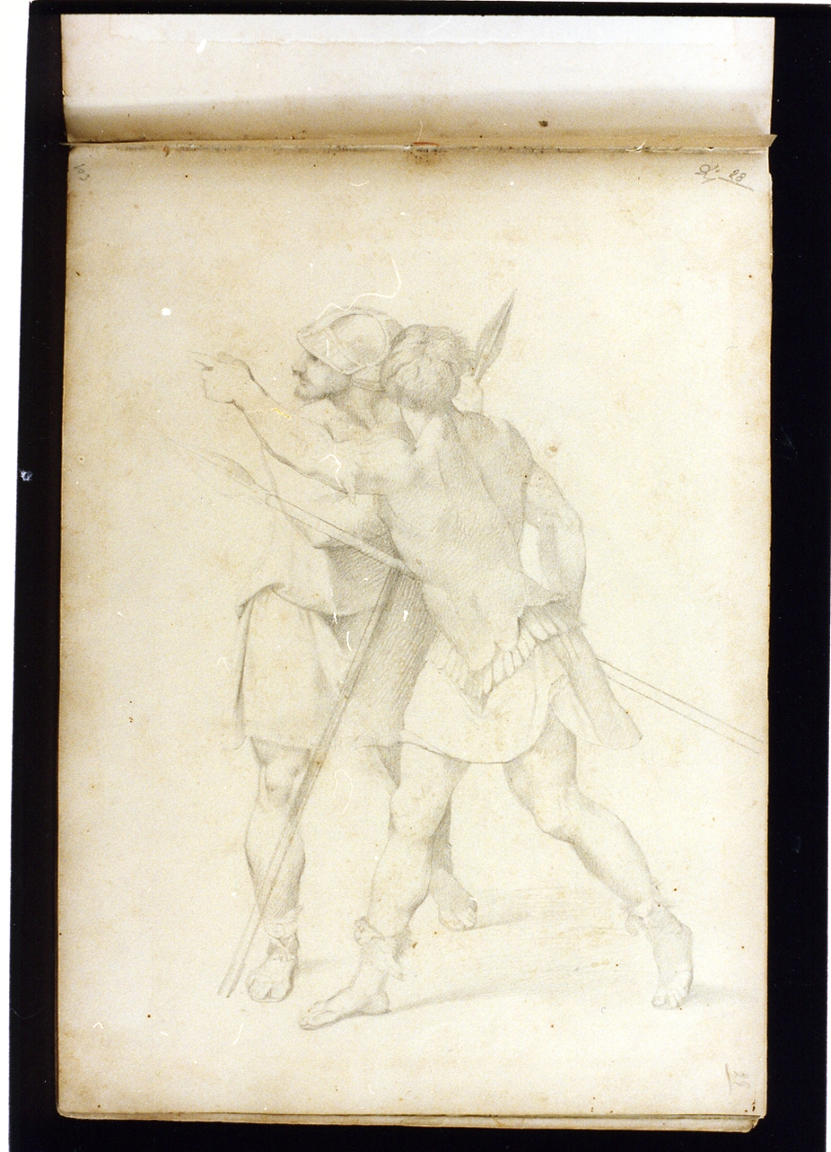 studio di guerrieri (disegno) di Postiglione Raffaele (ultimo quarto sec. XIX)