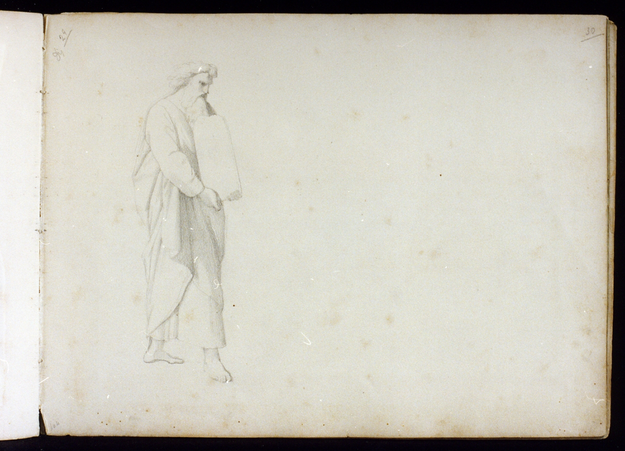 Mosè con le tavole della legge (disegno) di Postiglione Raffaele (ultimo quarto sec. XIX)