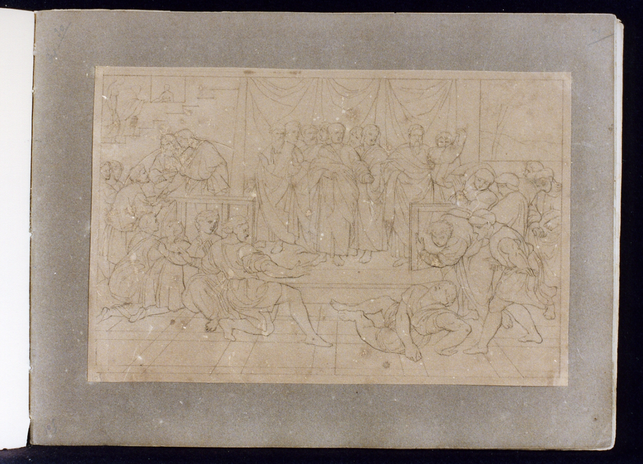 scena di storia romana (disegno) di Postiglione Raffaele (ultimo quarto sec. XIX)