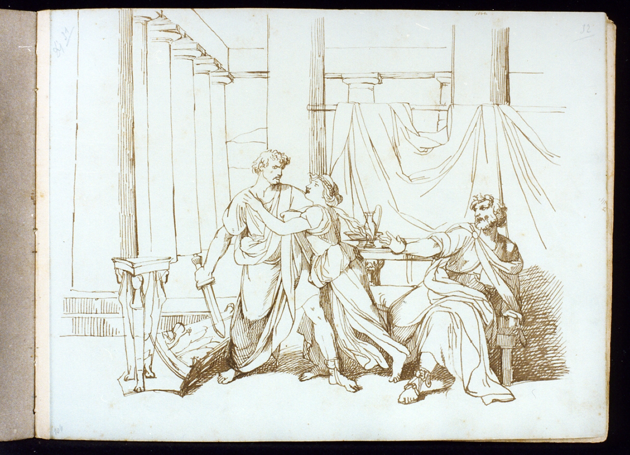scena di storia romana (disegno) di Postiglione Raffaele (ultimo quarto sec. XIX)