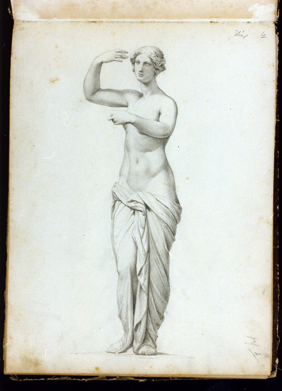 statua femminile panneggiata (disegno) di Postiglione Raffaele (sec. XIX)