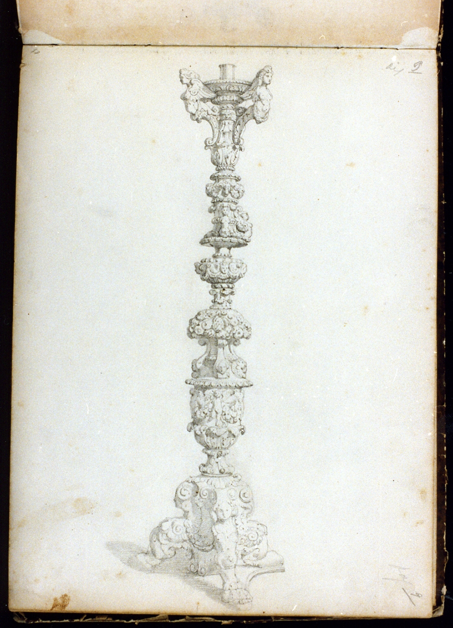 candelabro (disegno) di Postiglione Raffaele (sec. XIX)