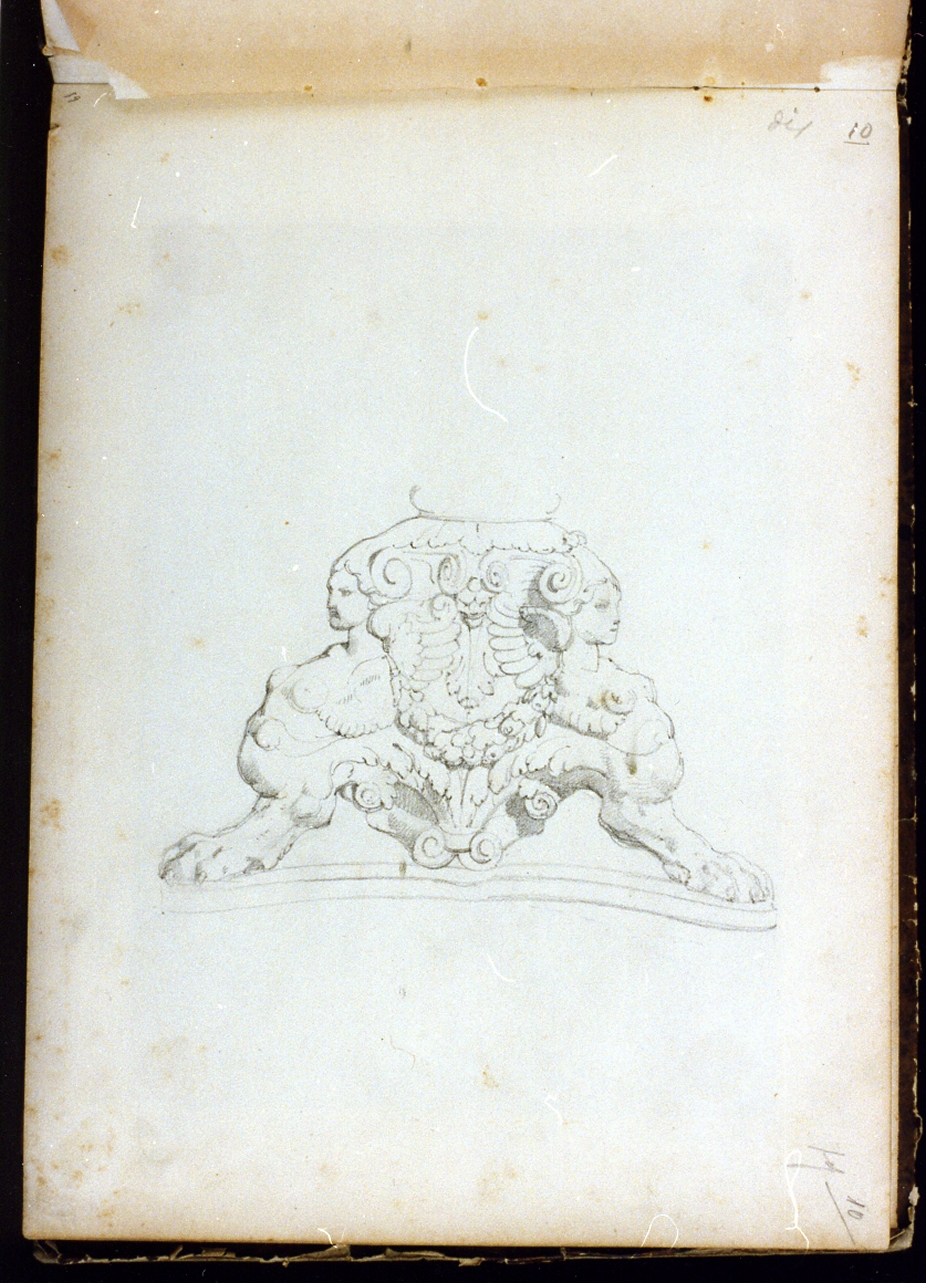 studio di candelabro (disegno) di Postiglione Raffaele (sec. XIX)