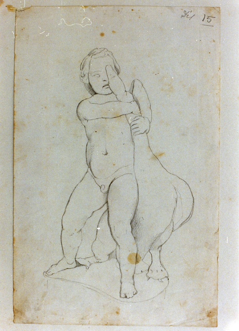 putto con oca (disegno) di Postiglione Raffaele (sec. XIX)