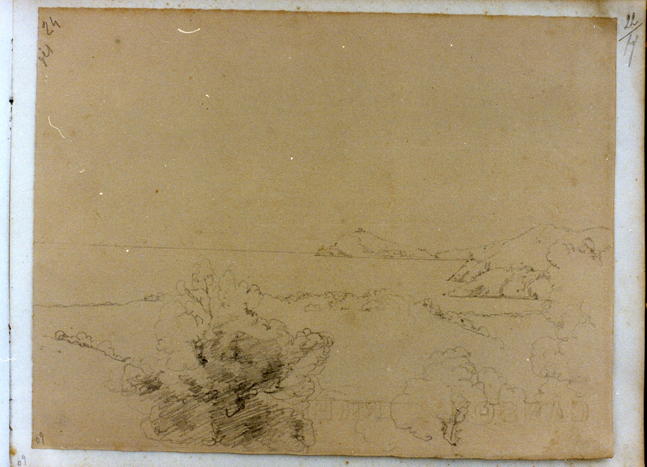 paesaggio costiero (disegno) di Postiglione Raffaele (sec. XIX)