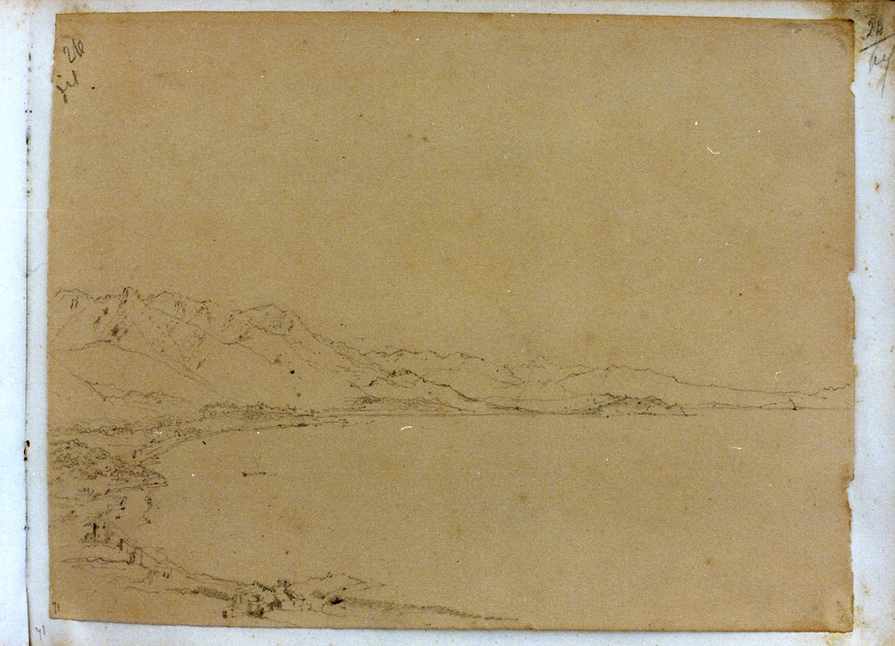 paesaggio costiero (disegno) di Postiglione Raffaele (sec. XIX)