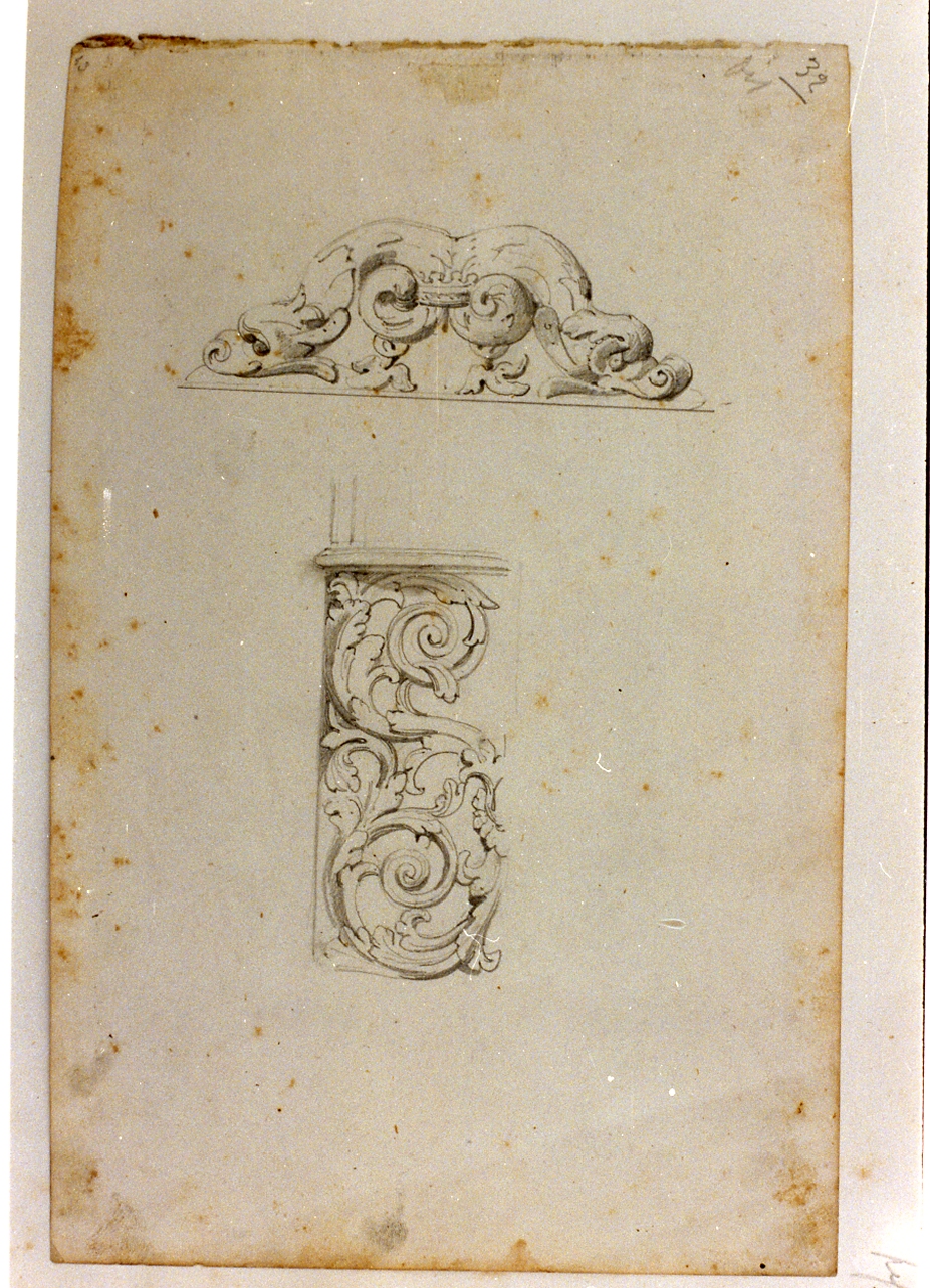 studi di elementi decorativi architettonici (disegno) di Postiglione Raffaele (sec. XIX)
