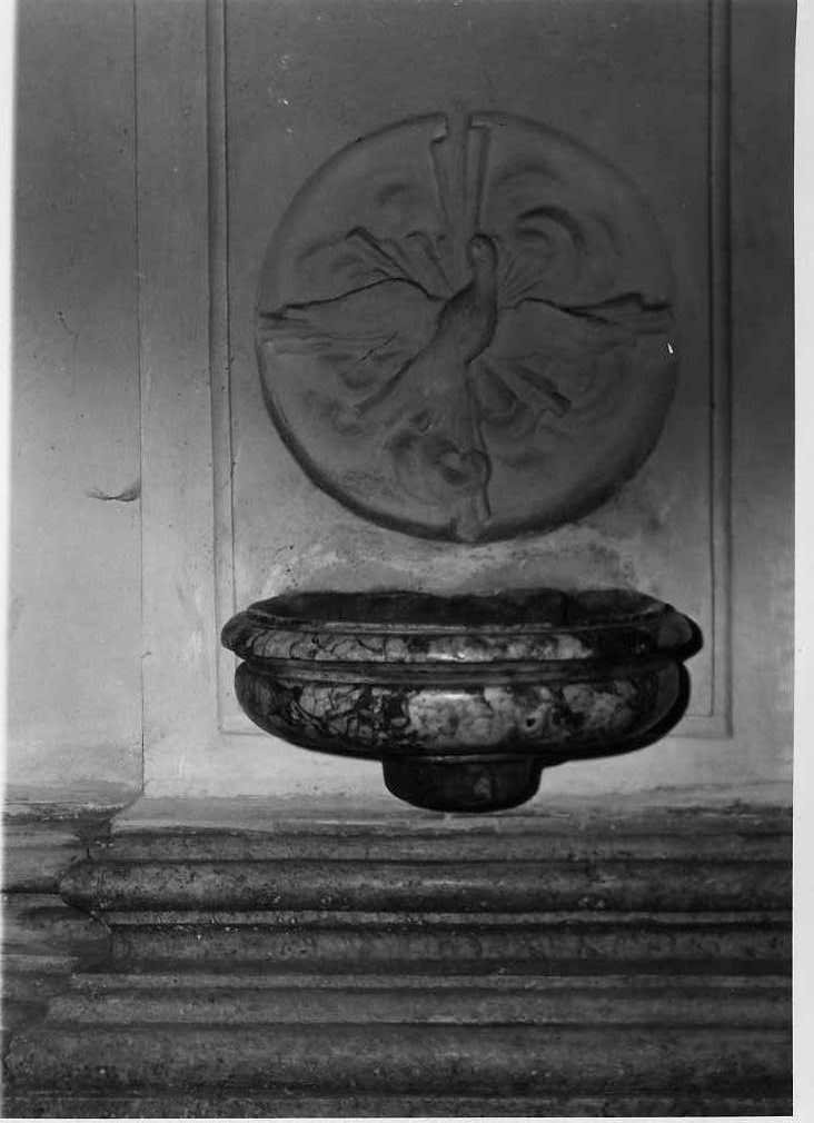 acquasantiera da parete, coppia - bottega campana (sec. XVIII)