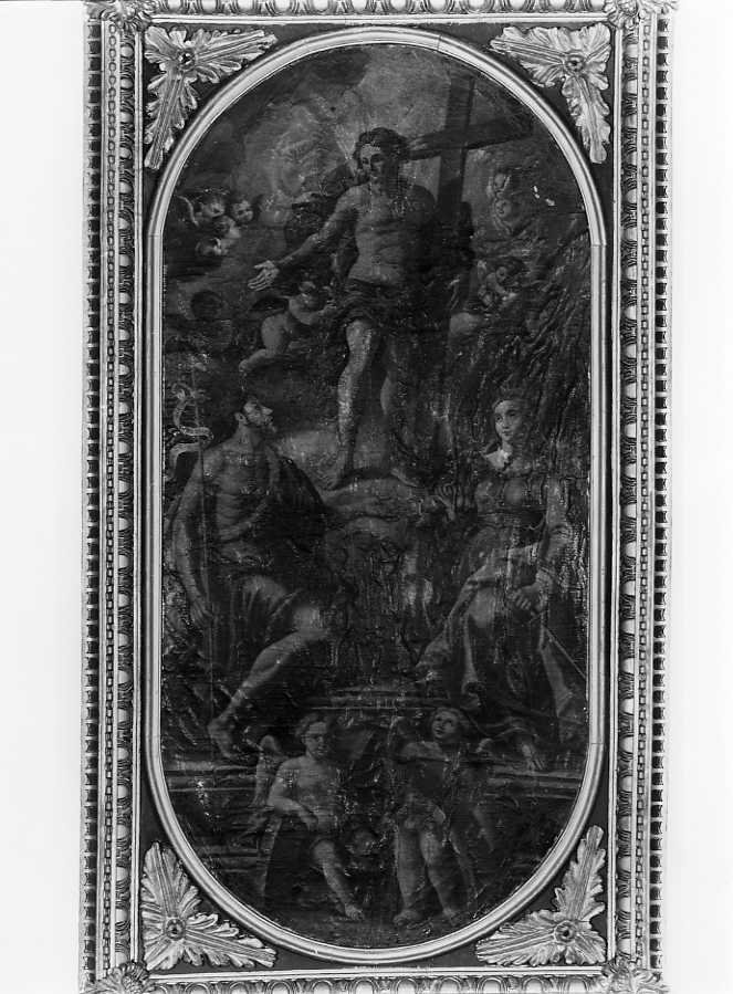 Cristo redentore con angeli e santi (dipinto) - ambito campano (prima metà sec. XVIII)