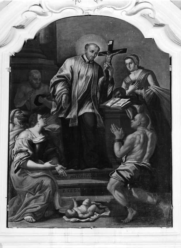 San Filippo Neri cura i malati (dipinto) - ambito campano (sec. XVIII)