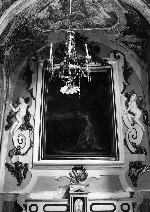 cherubini e motivi decorativi a volute (cornice a impostazione architettonica di dipinto) - bottega campana (prima metà sec. XVIII)