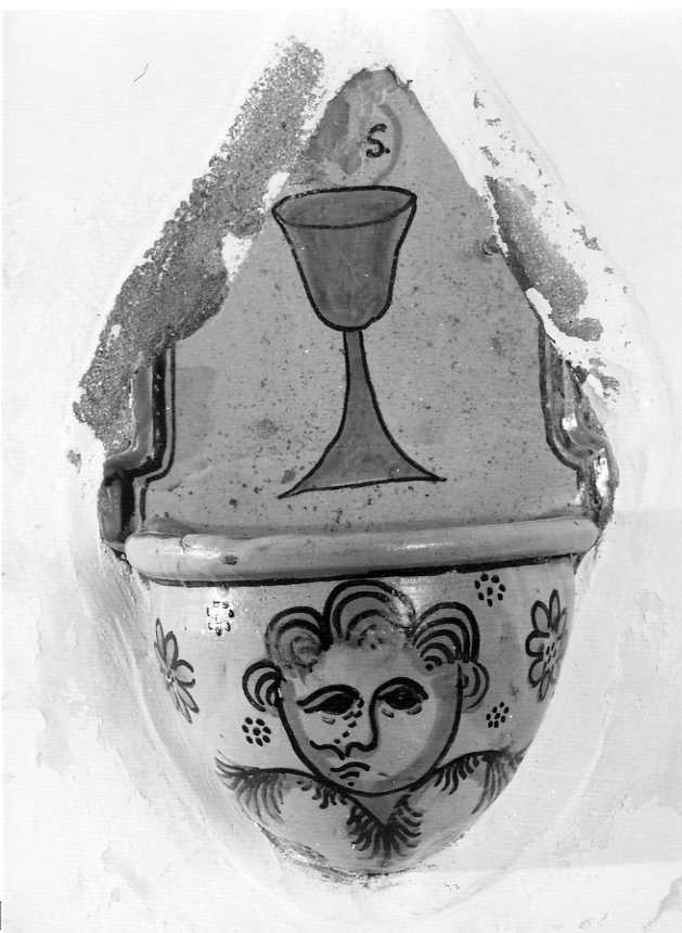 acquasantiera da parete - bottega campana (sec. XVIII)