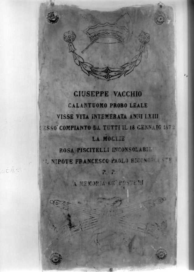 lapide commemorativa - bottega campana (sec. XIX)