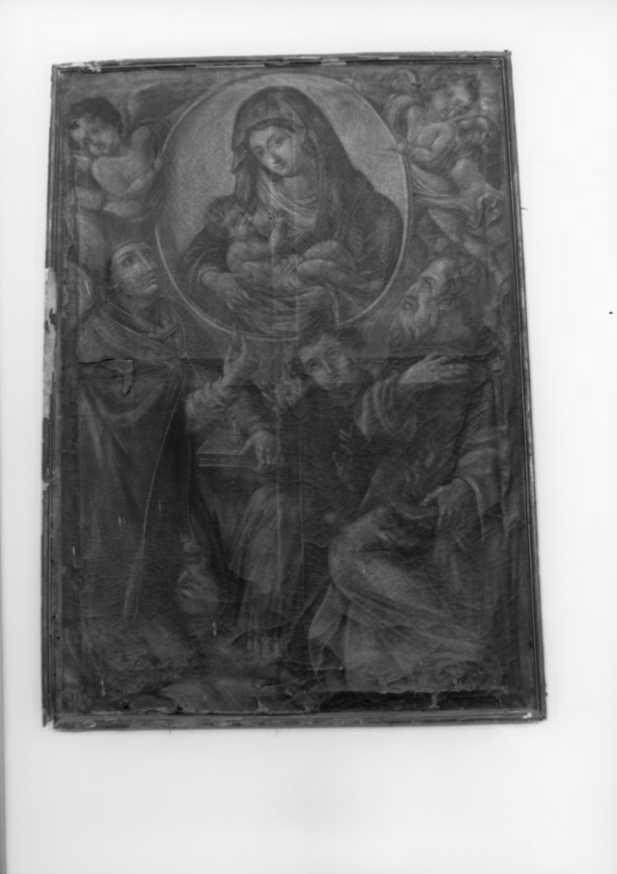 Madonna con Bambino tra San Gennaro, Sant'Antonio e San Rocco (dipinto) - ambito beneventano (sec. XIX)