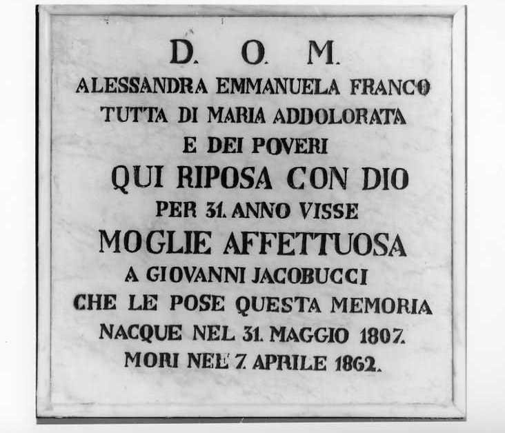 lapide - bottega campana (seconda metà sec. XIX)